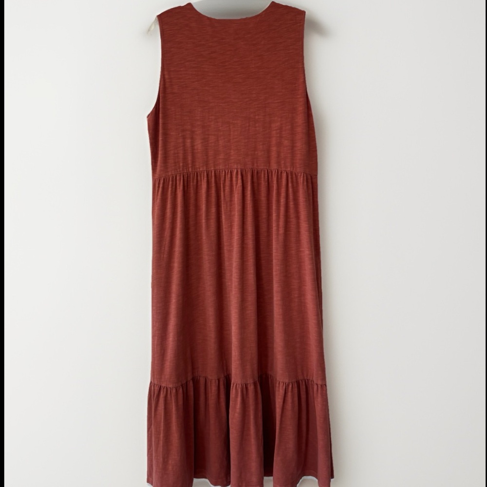 Old Navy Women's Tiered Midi Dress Large Rust Orange Sleeveless Boho Peasant - Picture 2 of 8